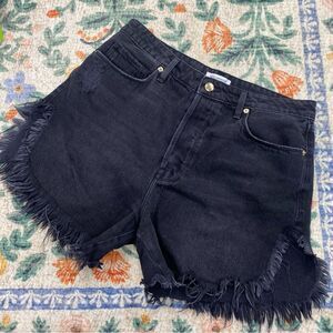 Good American Bombshell Short Black Frayed Distressed Size 8/29